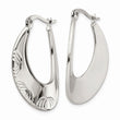 Stainless Steel Polished and Textured Half Circles Hoop Earrings