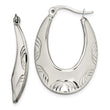 Stainless Steel Polished and Textured Half Circles Hoop Earrings