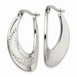 Stainless Steel Polished and Textured Swirl Hoop Earrings