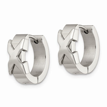 Stainless Steel Polished Hinged Hoop Earrings