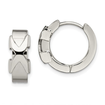 Stainless Steel Polished Hinged Hoop Earrings