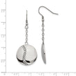 Stainless Steel Polished w/ CZ Dangle Shepherd Hook Earrings