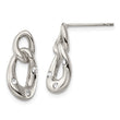 Stainless Steel Polished Two Loop 3 Crystal Dangle Earrings