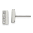 Stainless Steel Brushed CZ Bar Post Earrings