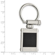 Stainless Steel Brushed and Polished Black Carbon Fiber Inlay Key Ring