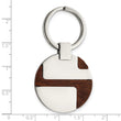 Stainless Steel Polished Wood Inlay Key Chain