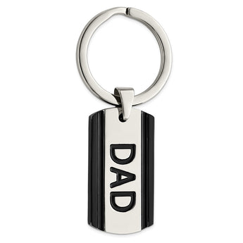 Stainless Steel Polished Black IP-plated Key Ring