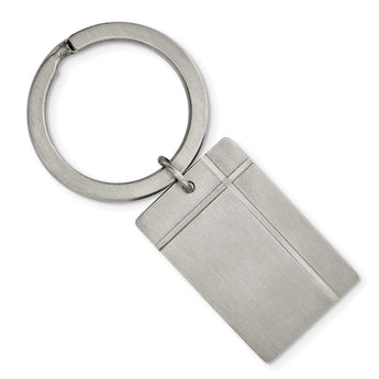 Stainless Steel Brushed & Grooved Key Chain