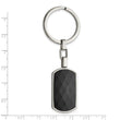 Stainless Steel Polished Solid Black Carbon Fiber Inlay Key Ring