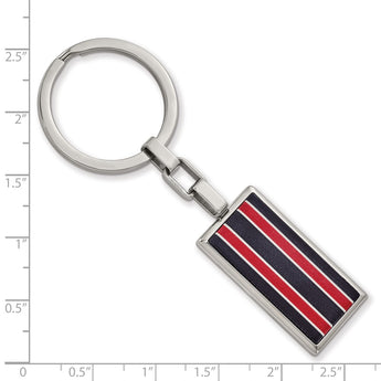 Stainless Steel Polished Black and Red Fiber Glass Key Chain