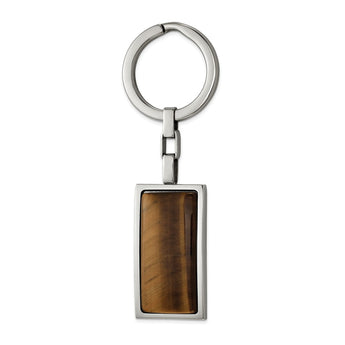 Stainless Steel Polished Tiger's Eye Key Ring