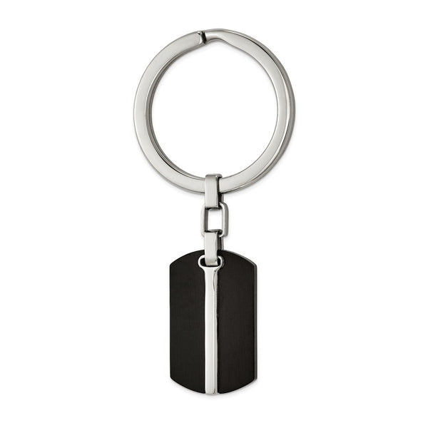 Stainless Steel Brushed and Polished Black IP-plated Key Ring