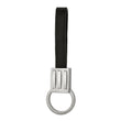 Stainless Steel Brushed and Polished Black Leather Key Ring