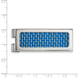 Stainless Steel Polished with Blue Carbon Fiber Inlay Money Clip