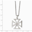 Stainless Steel Polished Cross Pendant 18in Necklace - Birthstone Company