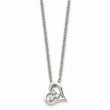 Stainless Steel Heart w/CZs Pendant 18in Necklace