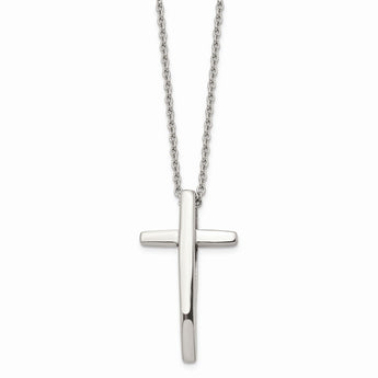 Stainless Steel Polished Cross 18in Necklace