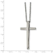 Stainless Steel Polished Cross 18in Necklace