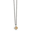 Stainless Steel Champagne CZ Pendant 18in Necklace