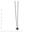 Stainless Steel Green CZ Pendant 18in Necklace