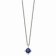 Stainless Steel Blue CZ Pendant 18in Necklace