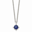 Stainless Steel Blue CZ Pendant 18in Necklace
