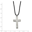 Stainless Steel Leather Cord Cross Necklace