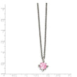 Stainless Steel Pink CZ Pendant 18in Necklace