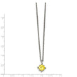 Stainless Steel Yellow CZ Pendant 18in Necklace
