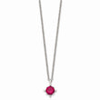 Stainless Steel Red CZ Pendant 18in Necklace