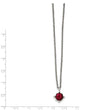 Stainless Steel Red CZ Pendant 18in Necklace