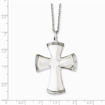 Stainless Steel Polished Cross 18in Necklace