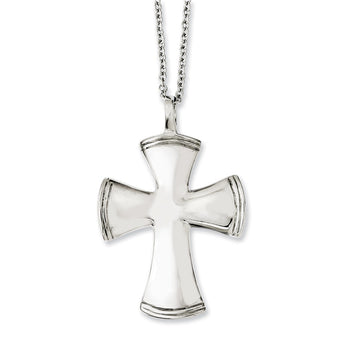 Stainless Steel Polished Cross 18in Necklace