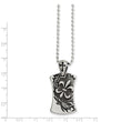 Stainless Steel Antiqued Fleur de lis Dog Tag 22in Necklace
