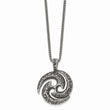 Stainless Steel Antiqued & Textured Circle 22in Necklace