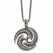 Stainless Steel Antiqued & Textured Circle 22in Necklace