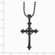 Stainless Steel Antiqued & Textured Cross 24in Necklace