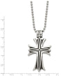 Stainless Steel Polished & Antiqued Cross 24in Necklace