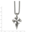 Stainless Steel Polished & Antiqued Dagger Cross 22in Necklace