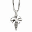 Stainless Steel Polished & Antiqued Dagger Cross 22in Necklace