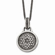 Stainless Steel Antiqued & Polished Star of David Necklace