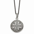 Stainless Steel Polished & Antiqued Cross Circle 22in Necklace