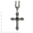 Stainless Steel Antiqued Cross w/Synthetic Black Agate 24in Necklace