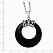 Stainless Steel Synthetic Black Agate Circle Necklace