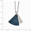 Stainless Steel Blue Crystal & Brushed Triangles Necklace