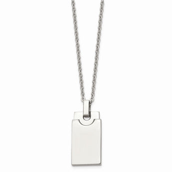 Stainless Steel Polished Square 22in Necklace