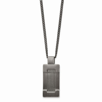 Stainless Steel Antiqued Dog Tag 22in Necklace