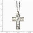 Stainless Steel Textured & Polished Cross 20in Necklace