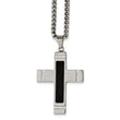 Stainless Steel Black IP-plated Wire w/CZs Cross 24in Necklace