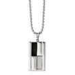 Stainless Steel Polished Black & Grey Carbon Fiber Inlay 24in Necklace